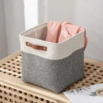 Portable Large Capacity Laundry Storage Basket Foldable Cotton Laundry Hamper Bucket Collapsible Flax Organizing Bag Underwear - Image 3