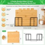 Cutting Boards with Holder Sets for Kitchen Wood Chopping Block for Meat Fish Vegetables Food Chopping Wood Boards Set - Image 6