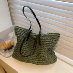Women Handbag Summer Beach Bag Rattan Woven Handmade Knitted Straw Large Capacity Totes Leather Women Shoulder Bag Bohemia New - Image 4