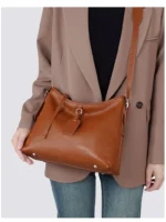 Tote Bag Full-Grain Vegetable-Tanned Leather Large Capacity Shoulder Crossbody Bag Elegant Work commute Stylish - Image 15
