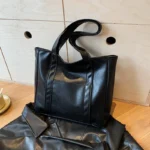 Simple Large Capacity Tote Bags for Women Retro Pu Leather Ladies Shoulder Bag Commuter Portable Girls Student Underarm Handbag - Image 8