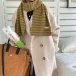 High Quality Thickened Winter Scarves Striped Warm Knitted Scarves Windproof Neck Warmer - Image 3