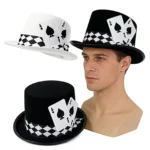 Top Hats for Men Playing Card Pattern Magician Costume Accessory Novelty Felt Hat For Stage Shows Cosplay Parties School Plays - Image 9