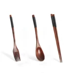 Wooden Travel Utensil Set Spoon Fork Chopsticks Portable Dinnerware for Office Picnic Camping Kitchen Dining Eco Tableware - Image 22