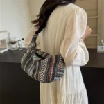 Crossbody Bags Tribal Style Shoulder Bag, Foldable Crossbody Striped Pattern, Flag Theme Hand Washable Edge Painted Lining - Image 12
