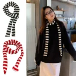 Y2k Black Grey Stripe Long Scarves Women Harajuku Cotton Scarves Black And White Striped Scarf  Thin Long Decorative Neckerchief - Image 38