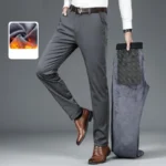 Men's autumn/winter fashionable business casual pants, elastic slim fit warm and plush suit pants, work clothes - Image 11