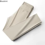 New Men's Business Office Party Suit Pants Spring Summer  Loose Ice Silk Breathable Pants Casual Trousers Male Straight Pants - Image 4