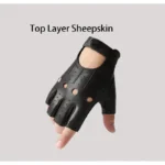 Men Half Finger Genuine Leather Gloves Sheepskin Leather Gloves Outdoor Cycling Driving Motorcycle Gloves Fingerless Gym Mittens - Image 5