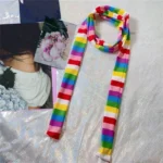 Women antumn Stripe Pattern Scarf Thin Neckerchief Y2k Style Thin long Cotton Scarves Punk Decorative Scarf Clothing accessories - Image 37