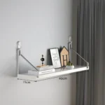 Wooden Material Wall Shelf Wall Mounted Hanging Organizers Storage Shelf No-Punch Design Bookshelf Living Room - Image 11