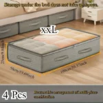 4-Pack Heavy-Duty Under-Bed Storage Bags - Foldable Opening Design Wardrobe Organizer Bags, Space-Saving