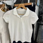 Polo White Cotton T-shirt Women Summer New Strweetwear  Turn Down Collar Short Sleeve Tees Sweet Preppy Style Cute T Shirt Y2K