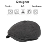 Retro Newsboy Caps Men British Painters Hats Autumn Winter Berets Herringbone Flat Cap Hip Hop Berets - Image 11
