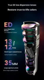 ED Low Dispersion 400mm Telephoto Lens, Fotorgear Pro with 13 Elements & 35mm Prism, No Vignette, IOS Stabilization for Phone - Image 19