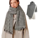 New Autumn Winter Warm Luxury Houndstooth Scarves Women Thermal Shawls Tassel Scarves Warm Knitted Scarves For Women