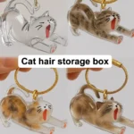 Cat Hair Storage Box Cat Accessories Cute Cat Supplies Clear Cat Fur Keychain Pet Gifts Cat Memorial Gifts Keychains
