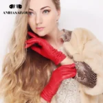 2019 fashion new products winter leather gloves short leather gloves women Wrist tightening design winter leather gloves women - Image 4
