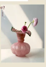Glass Vase Pumpkin Shape Wave Retro European Hand-made Floral Arrangement Accessories Terrarium Flower Vases - Image 14