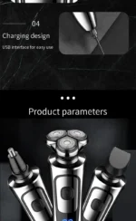 Electric Shaver Man Rechargeable Razor Shaving Knife Whisker Knife Household Portable Floating Three Tip Water Wash - Image 19