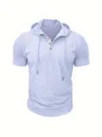 Men T Shirts  Summer Slim Fitness Hooded Short-Sleeved Bodybuilding Quick Dry Tshirt Male Gym Clothes Breathable Sports Tops - Image 23