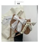 Lovely Bow Handbags for Girls Ladies Fashion Pleated Shoulder Bags for Women Simple Design Female Underarm Bag Casual Tote Purse - Image 43