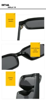 Women's Square Sunglasses 2024 New Sunglasses Fashion Sunglasses Street Photography Sunglasses Trendy Fashion - Image 16