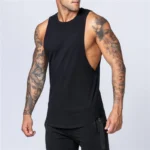 Muscle Exercise Tank Tops Men Summer Drop Armhole Vest Gym Clothing Cotton Singlet Cut Off Sleeveless T Shirt Bodybuilding Top