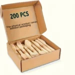 A Set of Premium Wooden Cutlery – 100/200 Pieces of Disposable Cutlery (50/100 Forks, 25/50 Knives, 25/50 Spoons), Suitable for Events and Catering Services, Includes 5.5inch / 6.3inch Utensils, with a Wooden Table Cutlery Set of 14cm / 16cm Pieces Suitable for Daily Use, Outdoor Activities, and P - Image 7