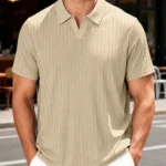Men's Trendy Polo Shirt Summer Solid Color Short Sleeve Casual Fashion T-shirt  Style Versatile Knit Top