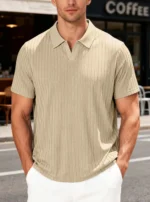 Men's Trendy Polo Shirt Summer Solid Color Short Sleeve Casual Fashion T-shirt  Style Versatile Knit Top