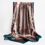 90*90cm Square Silk Scarves Women Hijab Shawls Fashion Print Kerchief Femme Head Scarf Foulard Bandana Beach Pareo - Image 12