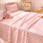 Bed Sheets Plaid Non-slip Comfortable Washed Twin Queen Full Size Nordic Style Universal Bedspread Simple Durable Antibacterial - Image 2