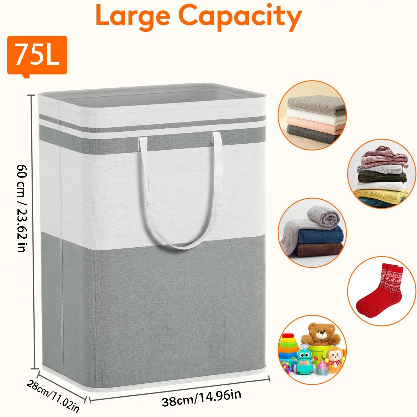Sd1fdb79f66834efcb3a2f219729d2b04k.webp 75L Large Laundry bags Baskets with Handles Durable Dirty Clothes Hamper Storage Basket for Home Dorm Hotels Laundry 40*30*60cm - Image 1