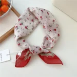 55cm Flower Floral Print Square Scarf Neckerchief Fashion Scarves Kerchief Bandanas Headscarf Hair Ribbon Accessories for Women - Image 20