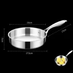 16cm/20cm Frying Pan Stainless Steel Frying Pan Non Coated Flat Bottom Household Cooking Steak Omelet Pan General - Image 7