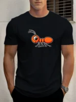 T Shirts For Men Ant 100% Cotton Graphic Printing Summer Round Neck T-Shirt Casual Breathable Street Style Daily Top