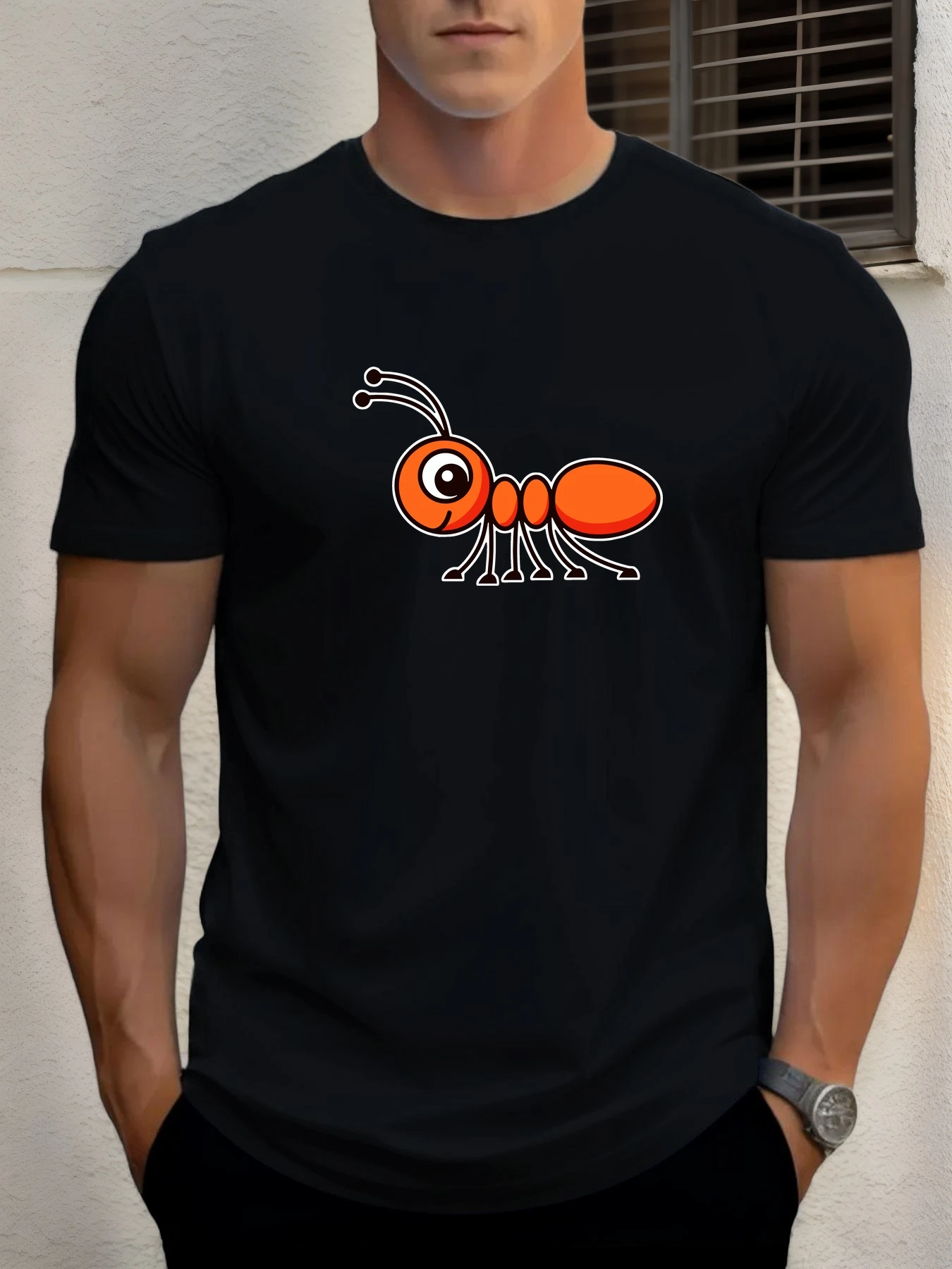 Sd3d1f9f79e424bcda6c45dcee68868f6G.webp T Shirts For Men Ant 100% Cotton Graphic Printing Summer Round Neck T-Shirt Casual Breathable Street Style Daily Top - Image 1