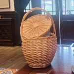 Handmade rattan woven handbag fashion countryside picnic bucket bag shopping basket summer beach bag - Image 4