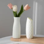 Nordic Vases Pure White Plastic Vases Imitation Ceramic Flower Vases Desktop Flowerpot Wedding Decor Home Ornament - Image 2