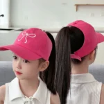 Kids Baseball Caps  Children Love Embroidery Breathable High Ponytail Baseball Caps Adjustable Summer UV Protection Snapback Hat