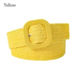 Bohemian Braided Belts for Women Summer Patchwork Straw Woven Belt Wide Waistband Fashion Female Square Buckle Waist Belt - Image 7