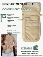 Travel document bag Lightweight multi-functional storage bag Passport holder mobile phone storage Waterproof anti-theft bag - Image 3
