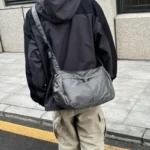 Outdoor Portable Crossbody Bags for Men and Women Commuter Waterproof Youth Shoulder Bag Solid Color Lightweight Female Tote - Image 2