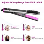 2 in 1 Hair Straightener Multifunctional Curling & Straightening Brush Ceramic Hot Comb Generator Helps Reduce Frizz Salon Tools - Image 6