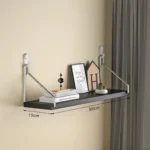 Wooden Material Wall Shelf Wall Mounted Hanging Organizers Storage Shelf No-Punch Design Bookshelf Living Room - Image 15