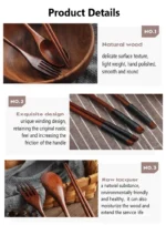 Wooden Travel Utensil Set Spoon Fork Chopsticks Portable Dinnerware for Office Picnic Camping Kitchen Dining Eco Tableware - Image 19