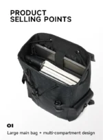 Septwolves High Quality Business Printed Leather Backpack Man Designer Drawstring Flip Monogram Laptop Bags Print Work Rucksack - Image 15