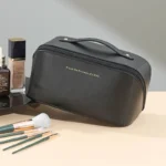 Travel Makeup Bag, Large Capacity Cosmetic Organizer Bags for Women, Waterproof PU Leather Toiletry Bags Wide Open Flat Makeup - Image 10
