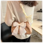 Lovely Bow Handbags for Girls Ladies Fashion Pleated Shoulder Bags for Women Simple Design Female Underarm Bag Casual Tote Purse - Image 27